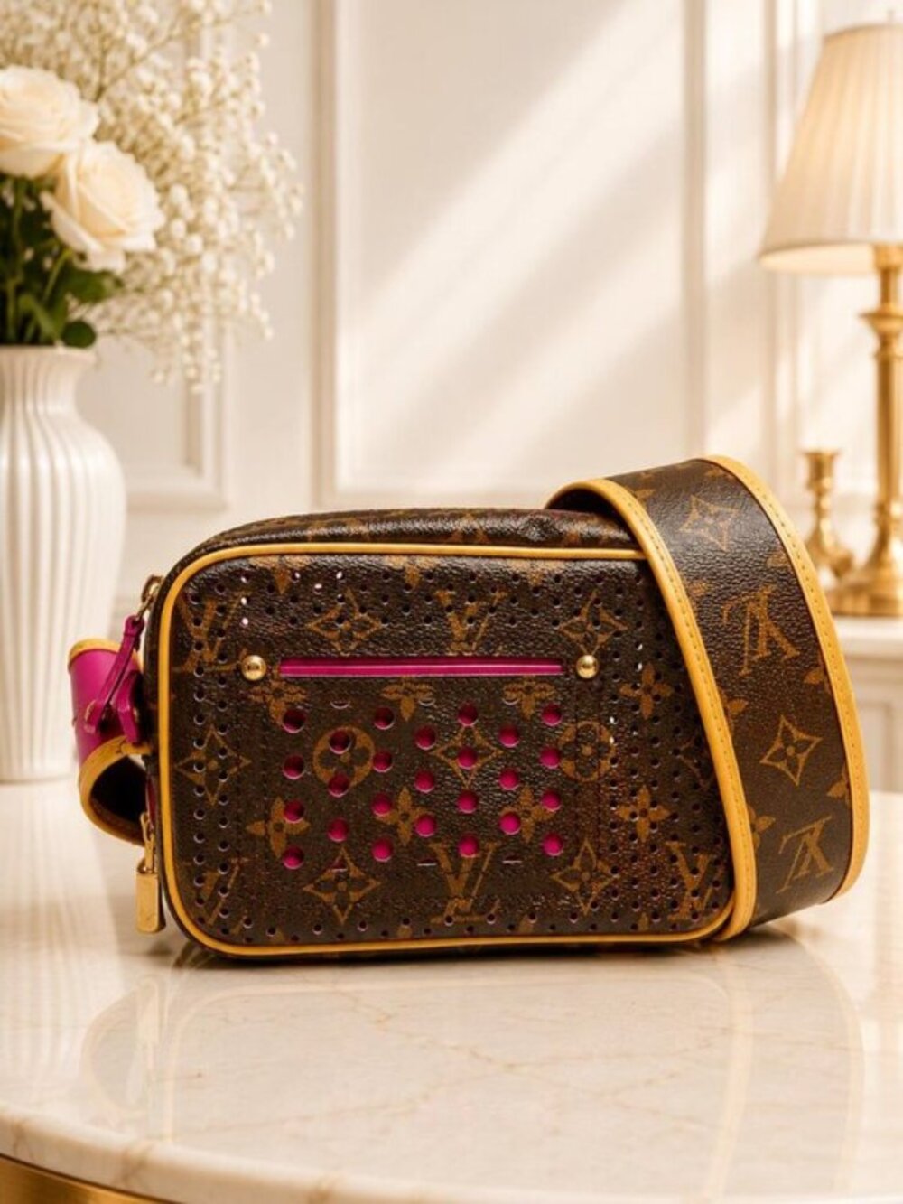 Authentic Louis Vuitton Mini Trocadero Monogram Perforated Crossbody Bag
